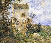 Camille Pissarro Farmhouse in front of women and sheep Germany oil painting artist